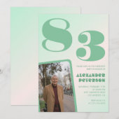 Invitation Photo Green Gradient 83e anniversaire (Devant / Derrière)