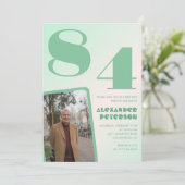 Invitation Photo Green Gradient 84e anniversaire (Debout devant)