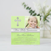 Invitation photo Green Silver First Holy Communion (Debout devant)