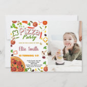 Invitation Photo Green Vegetable Red Pizza Anniversaire (Devant)