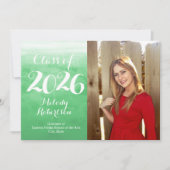 Invitation Photo Green Watercolor Classe de graduation 2019 (Devant)
