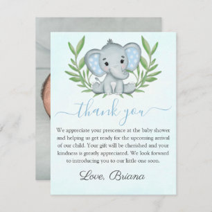 Invitation Photo Greenery Elephant Photo Boy Baby shower Invi