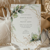 Invitation Photo Greenery et Mariage d'or Faux