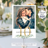 Invitation Photo Greenery Gold Mariage Numéro de la table