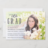 Invitation Photo Grey and Blue Chevron Graduate Party (Devant)
