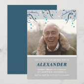 Invitation Photo Grey pour lui Confetti 73e anniversaire (Devant / Derrière)