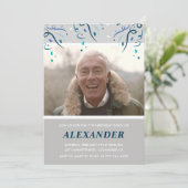 Invitation Photo Grey pour lui Confetti 77e anniversaire (Debout devant)