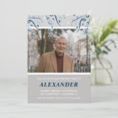 Invitation Photo Grey pour lui Confetti 84e anniversaire (Debout devant)