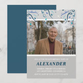 Invitation Photo Grey pour lui Confetti 84e anniversaire (Devant / Derrière)