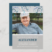 Invitation Photo Grey pour lui Confetti 94e anniversaire (Devant / Derrière)