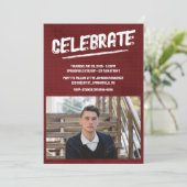 Invitation Photo Grunge Rouge (Debout devant)