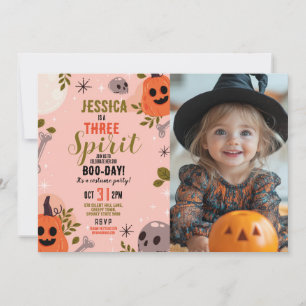 Invitation Photo Halloween Anniversaire Trois Filles Fantômes