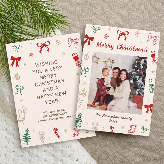 Invitation Photo Hand Drawn Christmas Card