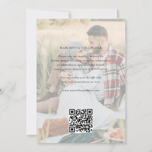 Invitation Photo Heart Script QR Code Wedding (Dos)