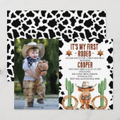 Invitation Photo Highland Cow Mon premier rodéo 1er anniversa (Devant / Derrière)