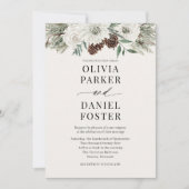 Invitation Photo hiver à feuillage persistant QR Code Mariage (Devant)