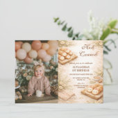 Invitation Photo Holi Cannoli Whimsical Bakery 1st Birthday (Debout devant)