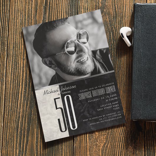 Invitation Photo Homme 50e anniversaire