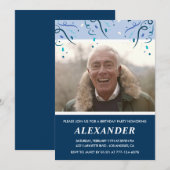 Invitation Photo Homme Marine Blue 76e anniversaire (Devant / Derrière)