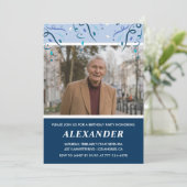 Invitation Photo Homme Marine Blue 96e anniversaire (Debout devant)