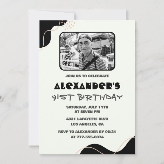 Invitation Photo Hommes Noirs 91e anniversaire (Devant)