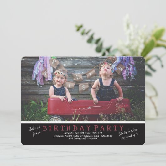 Invitation photo horizontale (Debout devant)