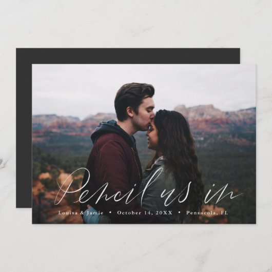 Invitation Photo horizontale avec lettres à la main Enregistr (Devant / Derrière)