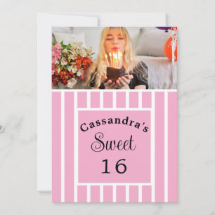 Invitation Photo horizontale en sweet sixteen rose