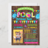 Invitation Photo Hot Pink Pool fête d'anniversaire bash combi (Devant)