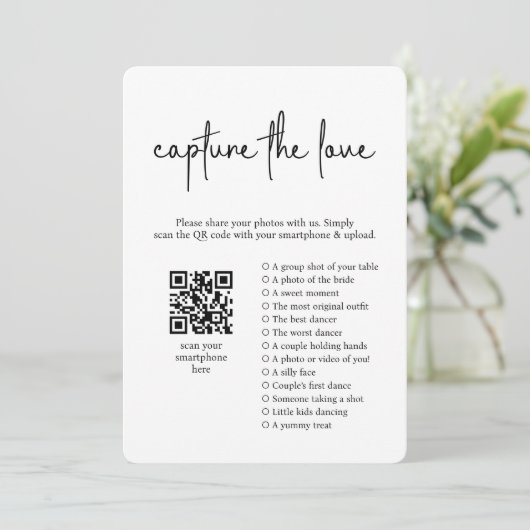 Invitation Photo Hunt I Spy Mariage Game Capture The Love QR (Debout devant)