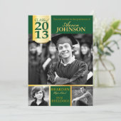 Invitation photo Hunter Green et Gold F (Debout devant)