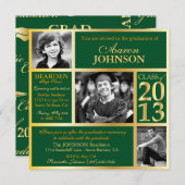 Invitation photo Hunter Green et Gold H (Devant / Derrière)