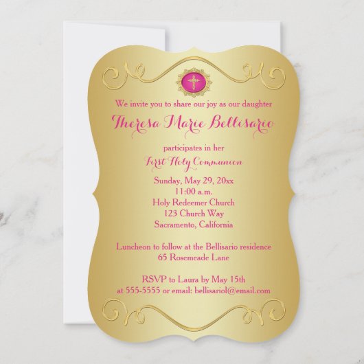 Invitation Photo IMPRIMÉE de sainte communion de forme de (Dos)