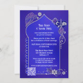 Invitation Photo Indigo Blue Silver Henna après le Mariage (Devant)