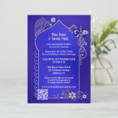 Invitation Photo Indigo Blue Silver Henna après le Mariage (Debout devant)