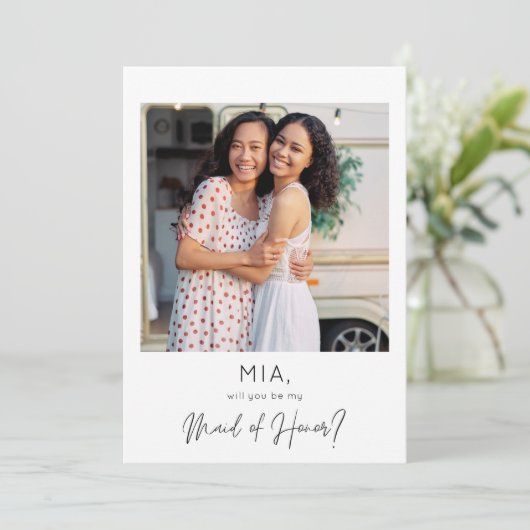 Invitation Photo instantanée Be My Maid of Honor (Debout devant)