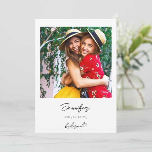 Invitation Photo instantanée Be My Proposition V3 Écriture ma (Debout devant)