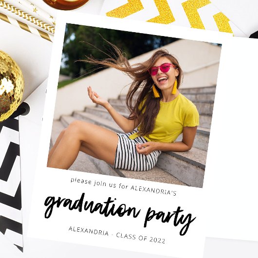 Invitation Photo instantanée White 2 Graduation Party