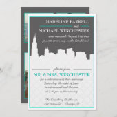 Invitation Photo Invit de mariage d'horizon de Chicago de (Devant / Derrière)