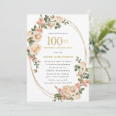 Invitation Photo Ivory White Rose 100e fête d'anniversaire (Debout devant)
