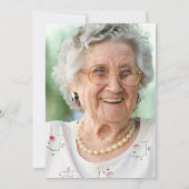 Invitation Photo Ivory White Rose 100e fête d'anniversaire (Dos)