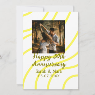Invitation Photo jaune doré 30e anniversaire de mariage nom