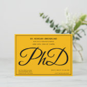Invitation Photo Jaune Fête de l'obtention du doctorat (Debout devant)