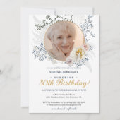 Invitation Photo Jaune Floral Surprise 80e fête d'anniversair (Devant)