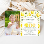 Invitation Photo Jaune Lemon Main Squeeze 1er anniversaire