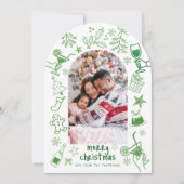 Invitation Photo Joyeux Arc de Noël dessiné à la main (Devant)