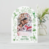 Invitation Photo Joyeux Arc de Noël dessiné à la main (Debout devant)