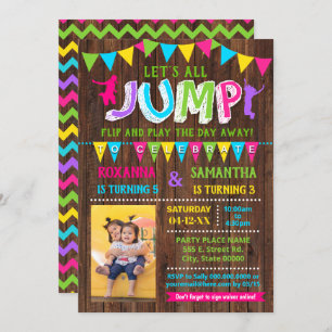 Invitation Photo Jump anniversaire trampoline combiné fête