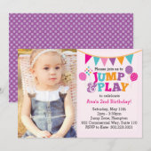 Invitation photo Jump & Play Balloons (Pink) (Devant / Derrière)