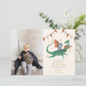 Invitation Photo Knight and Dragon Royal Medieval Birthday (Debout devant)